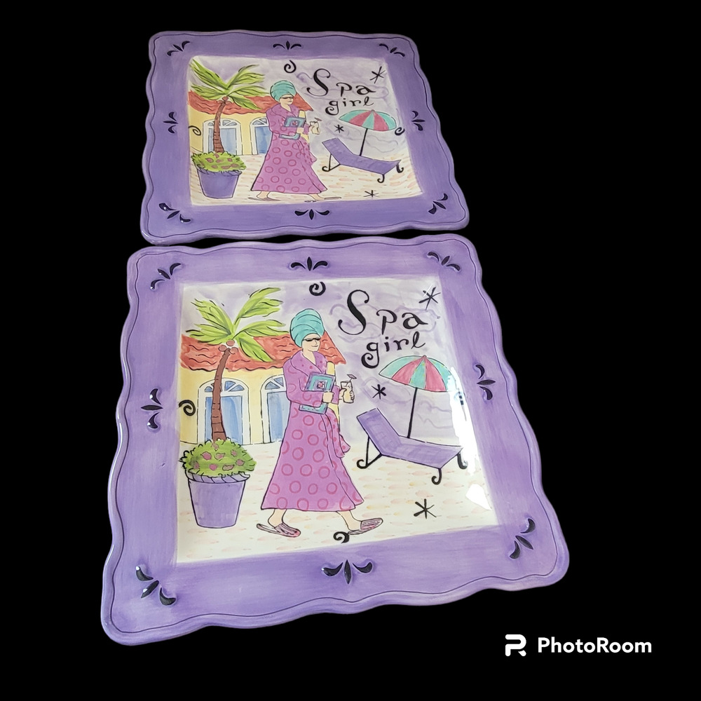 Certified International Jennifer Brinley Dinner Plates Spa Girl  Set of Two